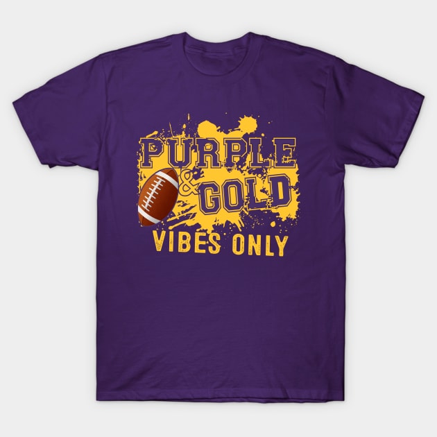 Purple & Gold Game Day For High School Football Group Fans T-Shirt by justiceberate